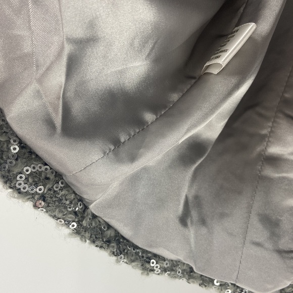 Boston Proper grey silver sequin jacket with ribbon belt - Picture 11 of 14
